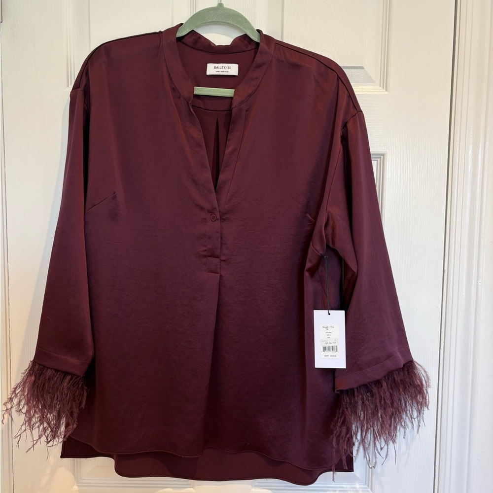 Bailey 44 Deep Burgundy Satin Top